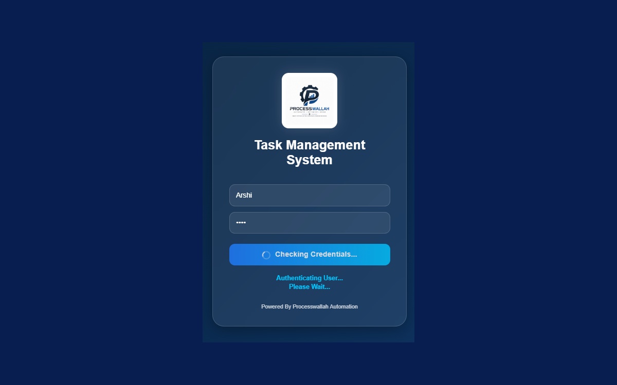 System authentication screen interface